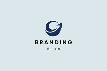 Bold letter round arrow logo initial creative element concept template