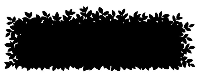 Rectangular green hedge border silhouette, garden fence made of bushes, decorative planting for landscaping, natural shrub design and greenery for outdoor area improvement