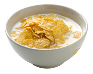 bowl of cornflakes isolated, cut-out 