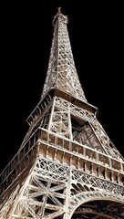 Low Angle View of Eiffel Tower at Night in Paris