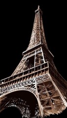 Low Angle View of Eiffel Tower at Night in Paris