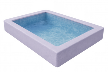 Refreshing blue water fills a white rectangular pool, offering a cool escape on a transparent background