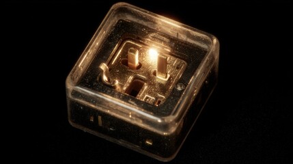 Fototapeta premium Close-Up of Glowing Electrical Plug in Dark Background Emphasizing Safety and Technology in Power Usage