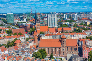 Naklejka premium Panorama view of St. Catherine's Church in Gdansk, Poland