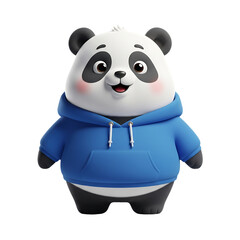 Naklejka premium Adorable 3D Render of a Panda in Blue Hoodie Cute Cartoon Character
