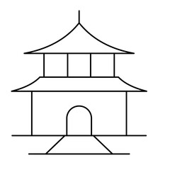 Pagoda or Temple Line Icon of Travel & Tourism Destination Icon Set