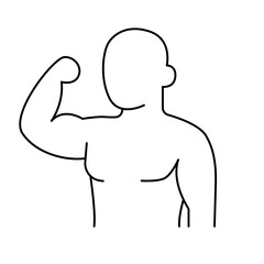 Flexing Arm Pose Line Icon of Fitness & Sport Activity Icon Set