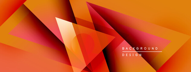 Obraz premium Abstract geometric design. Orange, red gradients create dynamic shapes. Modern background suitable for digital projects.