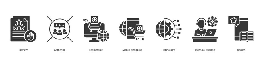 Ecommerce Feedback Cycle banner web icon set vector illustration concept with icon of review, gathering, ecommerce, mobile shopping, tehnology, technical support, review