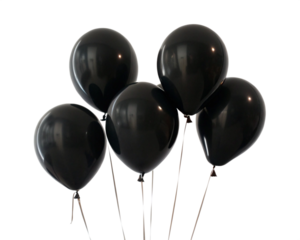 black balloons isolated, cut-out 
