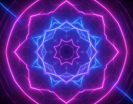 Abstract neon mandala design - Powered by Adobe