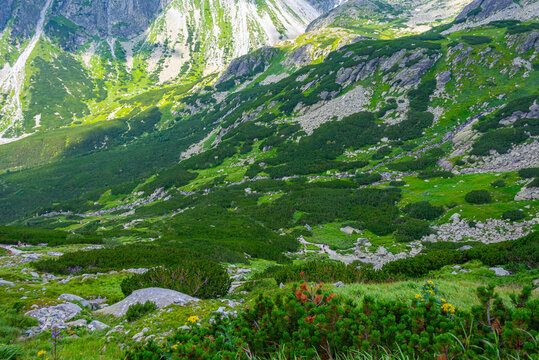 Hiking trail towards Rysy peak at High Tatras national park in S