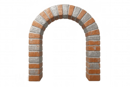 Classic brick archway creating an elegant entrance, isolated on a transparent background for easy integration into designs