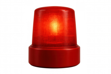 Rotating beacon light flashing red on transparent background, ideal for conveying urgency and emergency situations