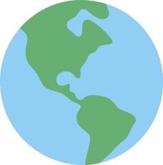 Simple Flat Style World Globe Illustration with North and South America