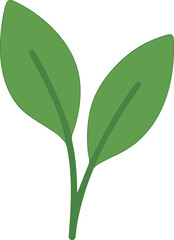 Simple Flat Green Leaf Branch Plant Element Graphic Illustration