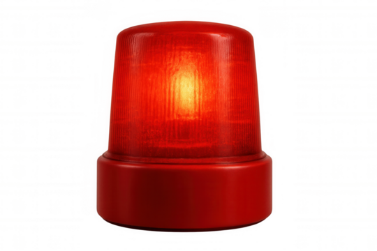 Rotating beacon light flashing red on transparent background, ideal for conveying urgency and emergency situations