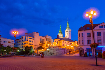Obraz premium Sunset view of Andrej Hlinka square in Zilina, Slovakia