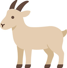 Flat Design Cute Standing Goat Illustration Graphic Resource Element