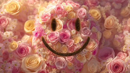 Floral smile joyful face of roses blossom bloom happiness symbol