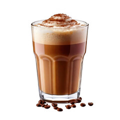  Coffee milkshake glass, isolated on white and transparent background.