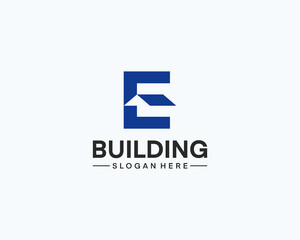 Letter E building logo