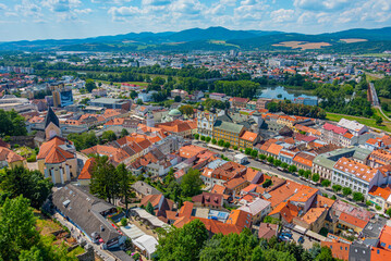Obraz premium Aerial view of the peace square in Trencin, Slovakia
