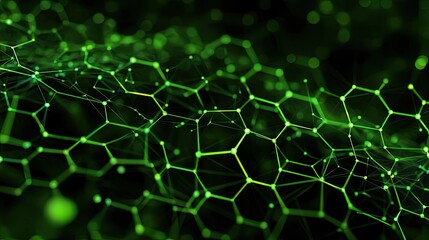 Obraz premium Abstract network of glowing green hexagons
