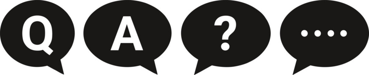 Q and A speech bubble vector, question and answer icon, communication symbol, chat message design, FAQ concept, conversation illustration