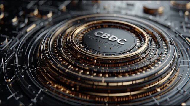 CBDC. Central Bank Digital Currency. Monetary policy. Financial system. A digital representation of a CBDC concept with intricate designs.