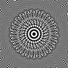 Stunning hypnotic abstract design with dynamic black and white shapes, eye-catching modern artwork