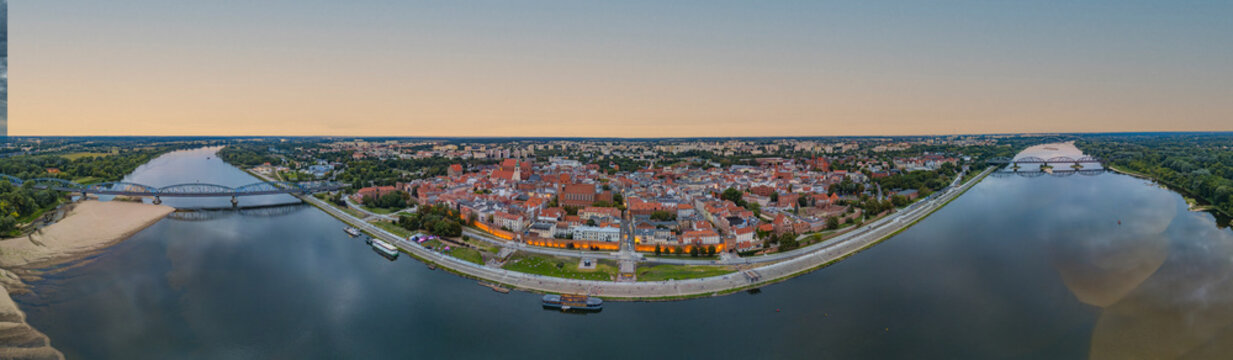 Sunset panorama of Torun in Poland