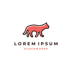 Modern minimalist logo of a red cat silhouette with bold outline, suitable for pet care.