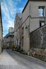 Granville, typical city in Normandy, traditional houses in the historical center
