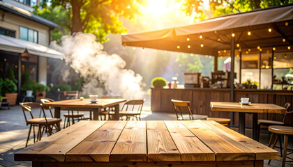 おしゃれなカフェテラスのイメージ風景。An image of a stylish cafe terrace.