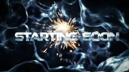 Dynamic digital graphic featuring an abstract cosmic background with energetic spark effects, signifying an imminent online event or live broadcast launch