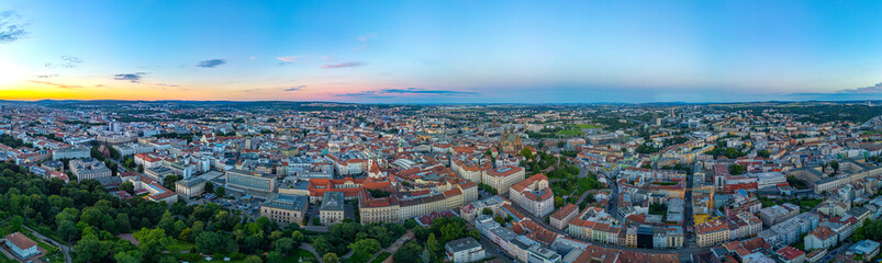 Sunset panorama view of the old town of Brno, Czech republic