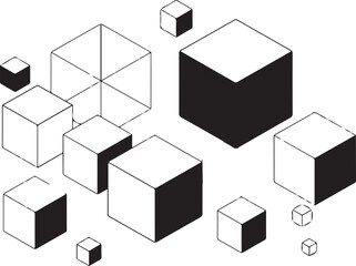 Isometric Cubes Abstract Background Geometric Shapes 3D Blocks Vector Illustration