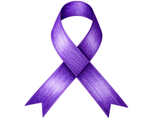  Hand-Drawn Purple Ribbon Illustration with Slight Sketch Texture, isolated on transparent background PNG