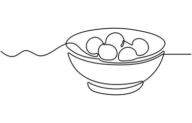 Indian traditional sweet gulab jamun continuous one line drawing