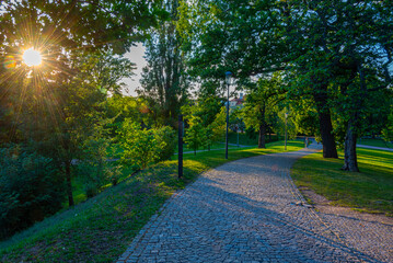 Sunset at Letna park in Prague, Czech republic