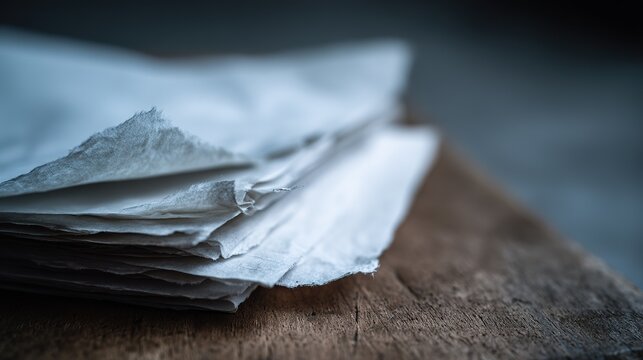 A stack of white paper with textured edges in black and gray tones, perfect for writing letters, creating a classic stationery suitable for formal or personal communication needs.