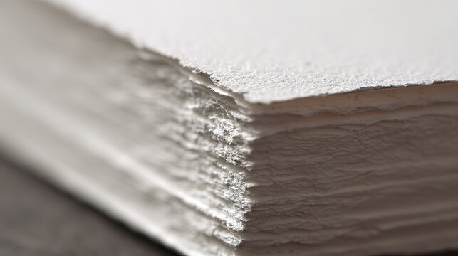 A stack of white paper with textured edges in black and gray tones, perfect for writing letters, creating a classic stationery suitable for formal or personal communication needs.