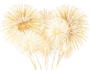 Golden Fireworks Burst for Diwali Festival Celebration, isolated on transparent background PNG