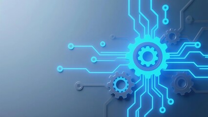Obraz premium Glowing circuit gears technology background