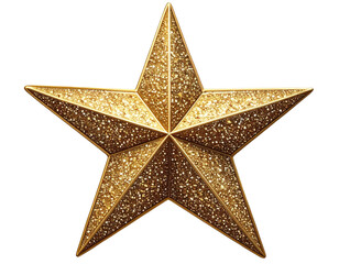 Fototapeta premium Golden Christmas Star Ornament with Glitter Shine, Classic Holiday Decoration, isolated on transparent background PNG