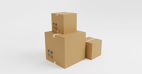 Fototapeta premium Group of Brown Cardboard Packaging Boxes Stack