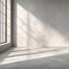 Fototapeta premium Empty room, light, shadows, large window
