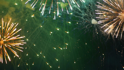 Green Firework celebrate anniversary happy new year 2025, 4th of july holiday festival. Green...