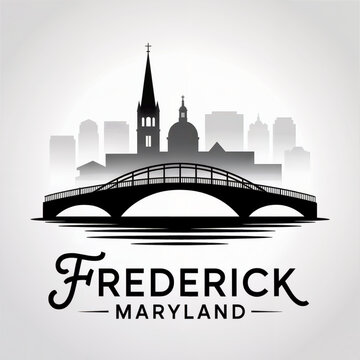 Frederick Maryland Skyline Silhouette &mdash; A Historic City in the Heart of Maryland Vector Illustration